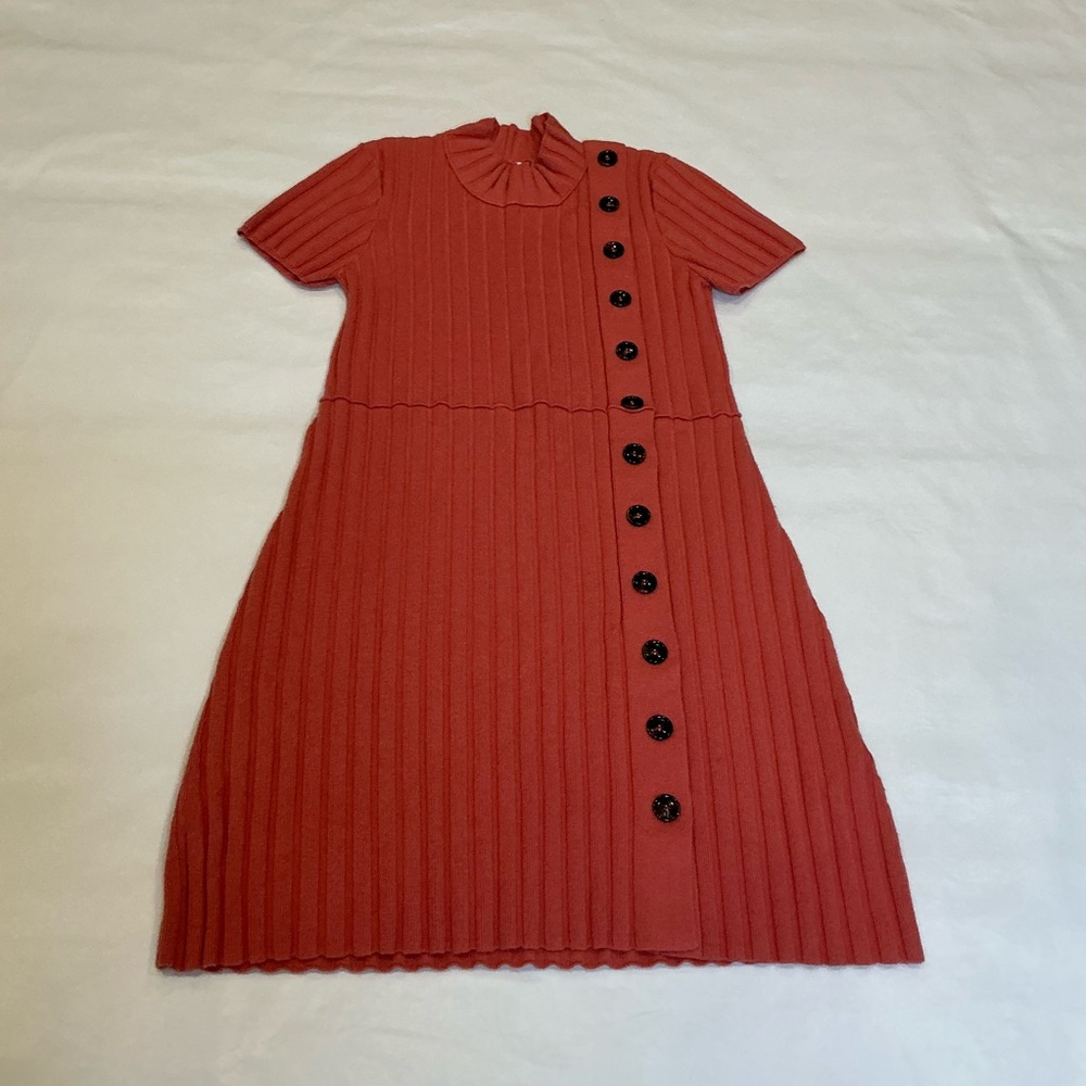 NWT Free People Lottie Knit Ribbed Mini Dress in Coral Size S/P - Picture 9 of 16